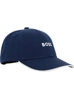 Casquette en coton marine pourvue du nom de la marque à l'avant