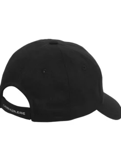 Casquette en coton noire unie coupe strapback avec visière arrondie