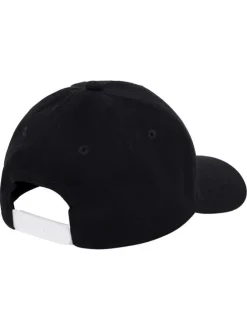 Casquette en coton noire unie avec une fermeture ajustable à l'arrière