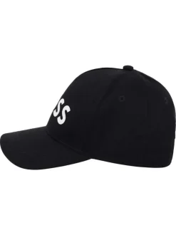 Casquette en coton noire unie avec une fermeture ajustable à l'arrière