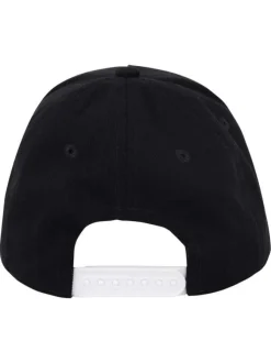 Casquette en coton noire unie avec une fermeture ajustable à l'arrière