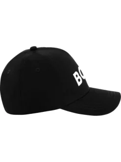 Casquette en coton noire unie avec une fermeture ajustable à l'arrière