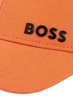 Casquette en coton orange unie avec une fermeture ajustable à l'arrière