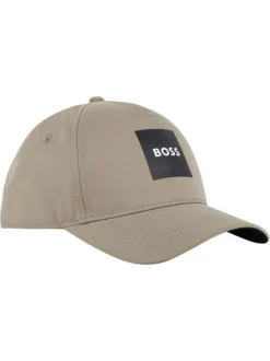 Casquette kaki unie pourvue d'une fermeture à strapback avec logo de la marque