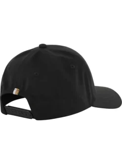 Casquette noire unie pourvue du patch de la marque à l'avant