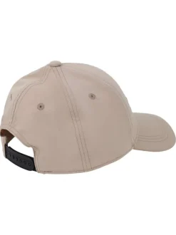 Casquette strapback beige unie avec le nom de la marque en noir à l'avant