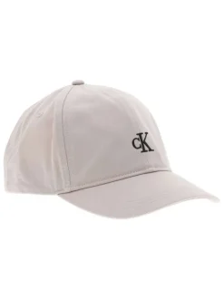 Casquette strapback en coton beige unie avec le logo brodé en noir à l'avant