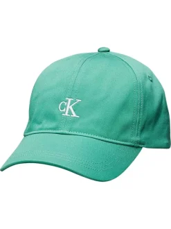 Casquette strapback en coton verte unie avec le logo brodé à l'avant