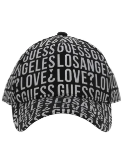 Casquette noire fantaisie en coton avec logo de la marque floqué