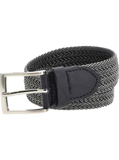 Ceinture bleue marine et blanche tressée ajustable par une boucle carrée