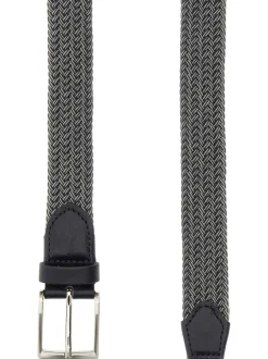 Ceinture bleue marine et blanche tressée ajustable par une boucle carrée