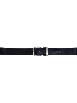 Ceinture en cuir de vache noire unie Made in France avec double passant
