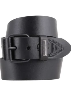 Ceinture en cuir de vache noir unie avec boucle ardillon mate