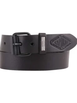 Ceinture en cuir de vache noir unie avec boucle ardillon mate