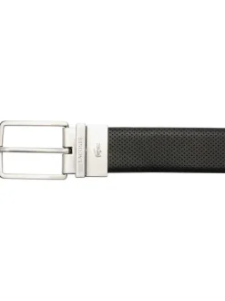 Ceinture en cuir noire avec boucle à ardillon métallique argentée