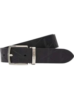 Ceinture en cuir noire ornée d'un motif monogramme embossé