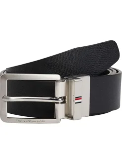 Ceinture en cuir noire unie avec fermeture à boucle à ardillon interchangeable