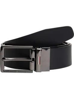 Ceinture en cuir noire unie avec fermeture à boucle à ardillon interchangeable