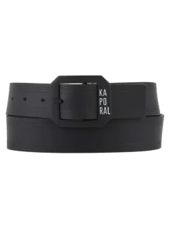 Ceinture en cuir pleine fleur noire unie