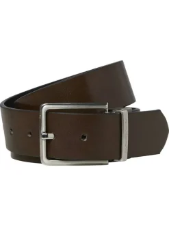 Ceinture marron unie avec fermeture à boucle à ardillon argentée
