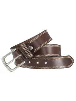 Ceinture marron unie en cuir de bœuf avec une boucle métallique