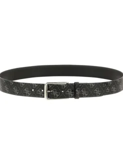 Ceinture noire bicolore avec boucle de la ceinture dorée rectangulaire