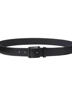 Ceinture noire en cuir de buffle avec boucle noire