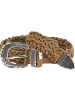 Ceinture beige unie en cuir pourvue d'une boucle à ardillon