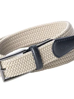Ceinture beige unie tressée avec passant en simili-cuir