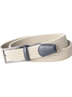 Ceinture beige unie tressée avec passant en simili-cuir
