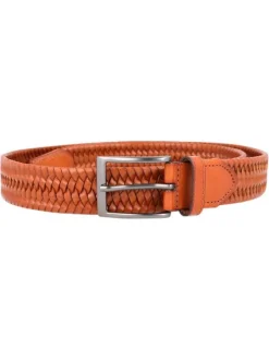 Ceinture brique unie en cuir pourvue d'une boucle à ardillon