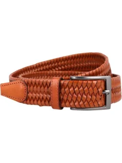 Ceinture brique unie en cuir pourvue d'une boucle à ardillon