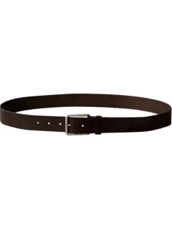 Ceinture brune unie lisse en cuir avec une boucle métallique