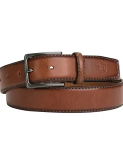 Ceinture camel avec bords ombrés et une boucle argentée rectangulaire