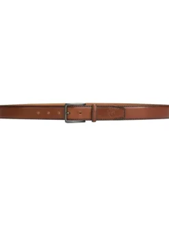 Ceinture camel avec bords ombrés et une boucle argentée rectangulaire