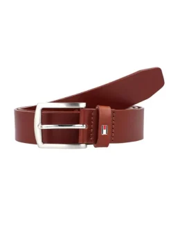 Ceinture camel en cuir unie avec extrémité en pointe