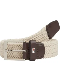 Ceinture écrue en maille tressée pourvue d'une fermeture par boucle ardillon