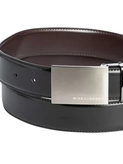 Ceinture en coton noire unie avec un passant rectangle argenté