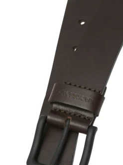 Ceinture en cuir de buffle brune pourvue d'une double ardillon noire