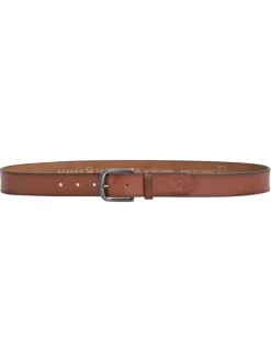 Ceinture en cuir de vache camel unie pourvue d'une fermeture par boucle ardillon