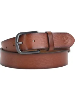 Ceinture en cuir de vache camel unie pourvue d'une fermeture par boucle ardillon