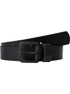 Ceinture en cuir lisse noire unie avec une boucle métallique mat