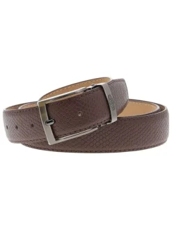 Ceinture en cuir marron unie avec boucle à ardillon brillante