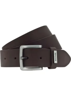 Ceinture en cuir marron unie réglable avec une boucle argentée