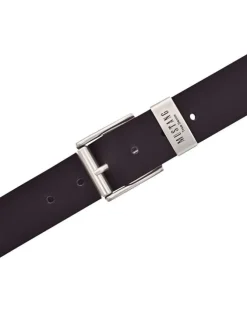 Ceinture en cuir marron unie réglable avec une boucle argentée