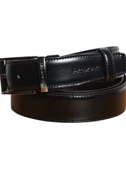 Ceinture en cuir noire unie gravé sur l'extrémité