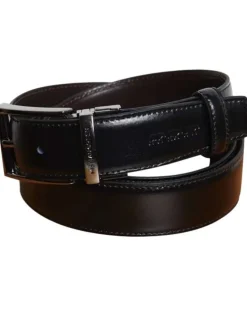 Ceinture en cuir noire unie gravé sur l'extrémité