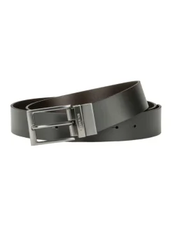 Ceinture marron unie avec une boucle métallique argentée rectangle