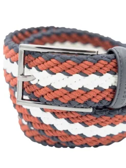 Ceinture multicolore en maille tressée pourvue d'une boucle à ardillon