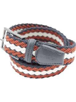 Ceinture multicolore en maille tressée pourvue d'une boucle à ardillon